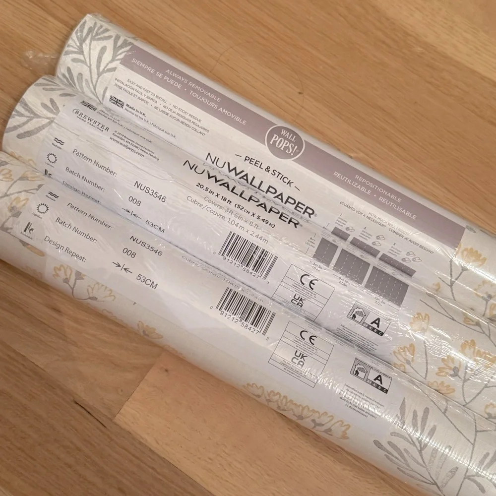 1 Roll NuWallpaper Yellow Wethersfield Peel and Stick Wallpaper